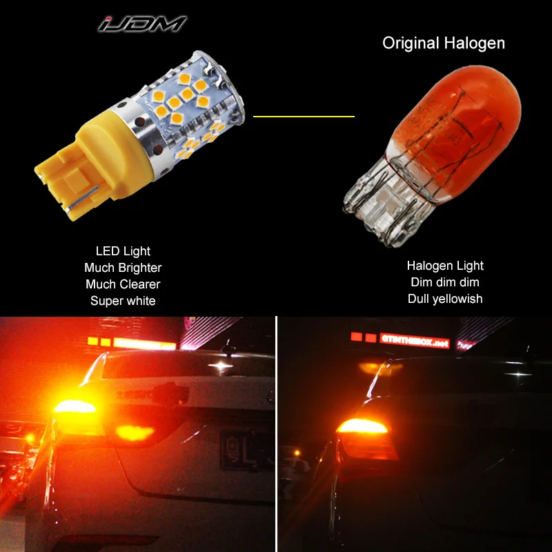 (2) Нет резистора Желтый Янтарный 35 эмиттер 3535 LED 7440 T20 светодиодный ные лампы для