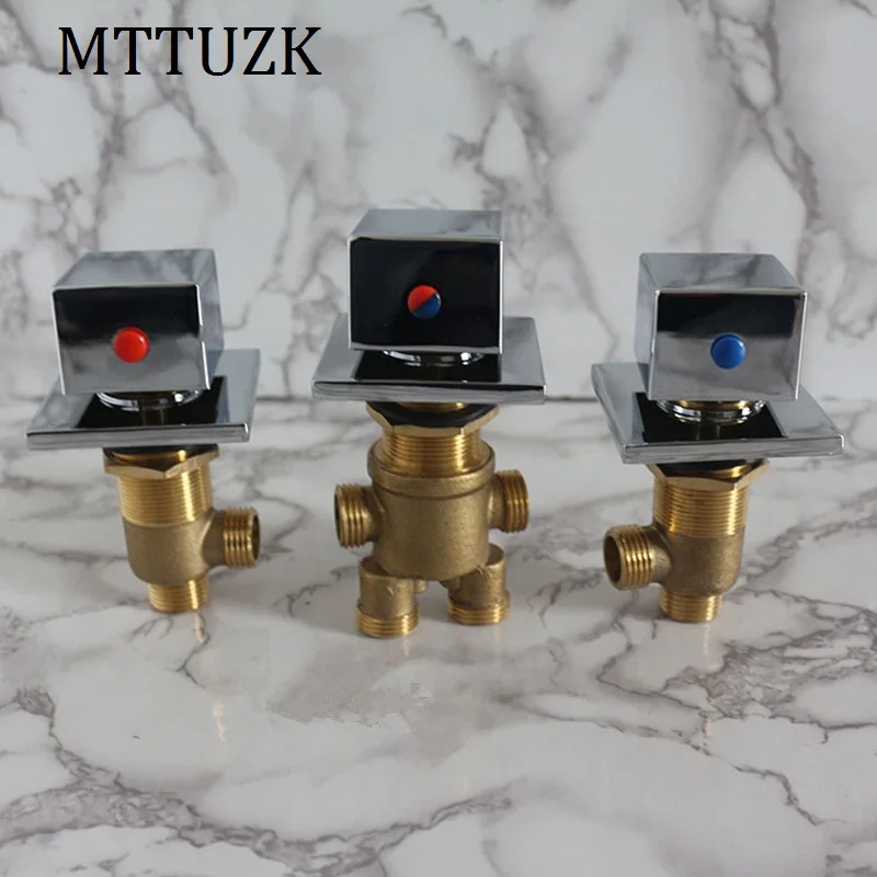 MTTUZK квадратный, для ванны горячей и холодной кран пять фарфоровых цилиндрических сидя поршневой кран для ванной Аксессуары смесительный клапан