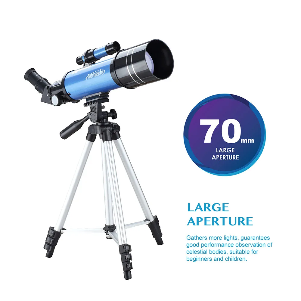  AOMEKIE 70400 Telescope for Beginner with Adjustable Tripod Phone Adapter Erect-Image Moon Watching