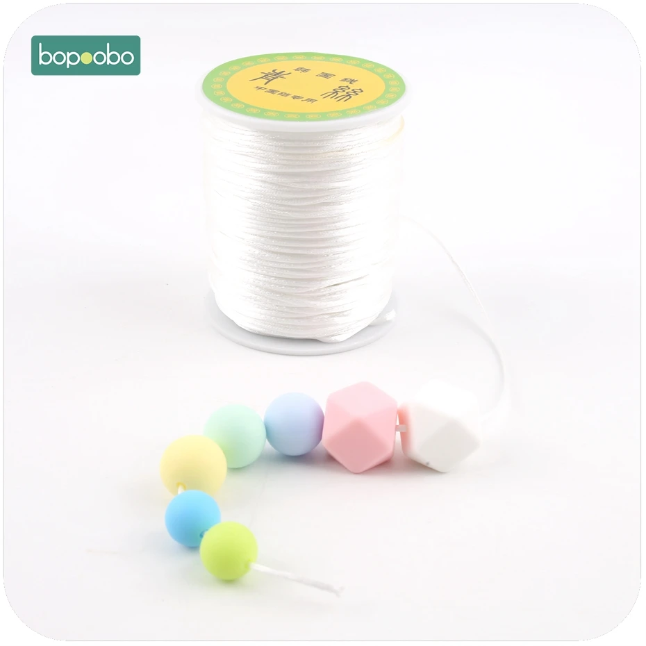 Bopoobo Colorful 1mm 80 Meters Satin Silk Rope Nylon Cord For Baby Teethers Accessories Teething Necklace Rattail Cord DIY Tool Baby Teething Items luxury