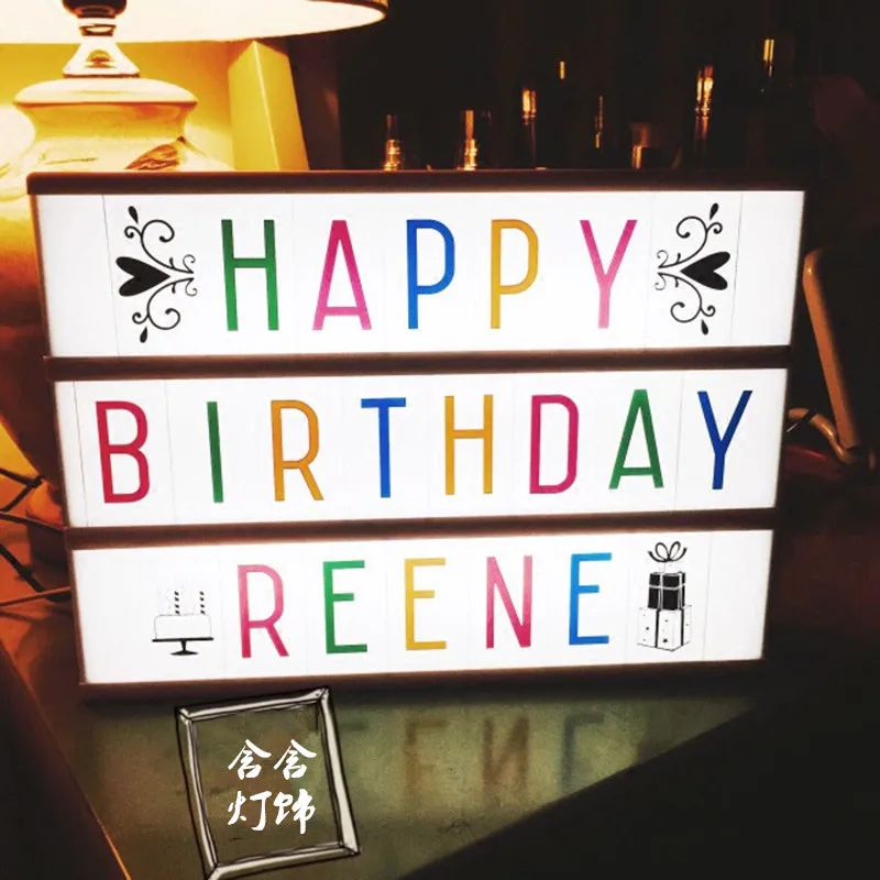 

A4 Size LED Light Box Cinematic LED Message Board DIY Christmas Birthday Party Letters Decoration Home Night Lighting 3 Colors