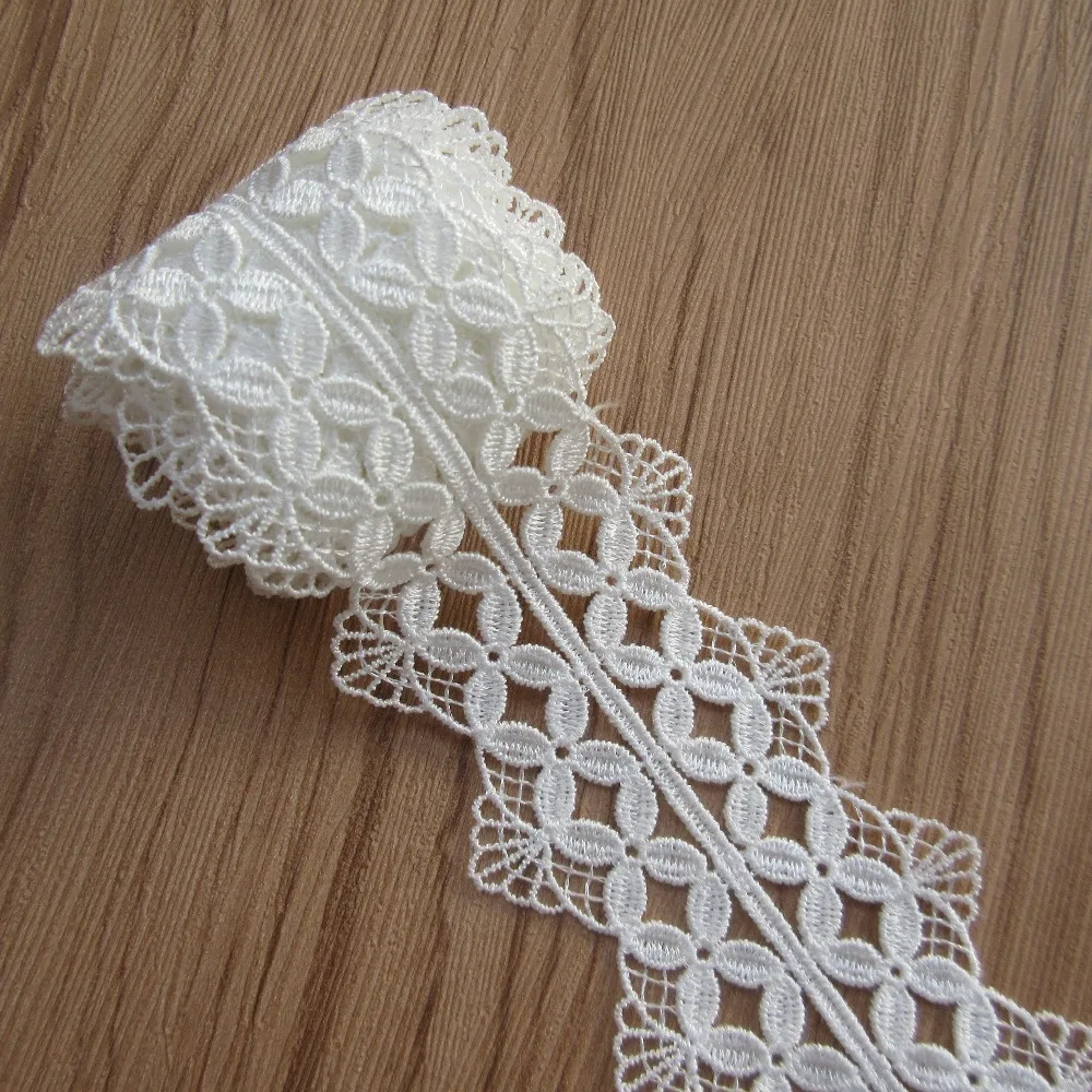 1Meter 48mm White Eyelet Lace Trim Ribbon Crochet Edge Fabric