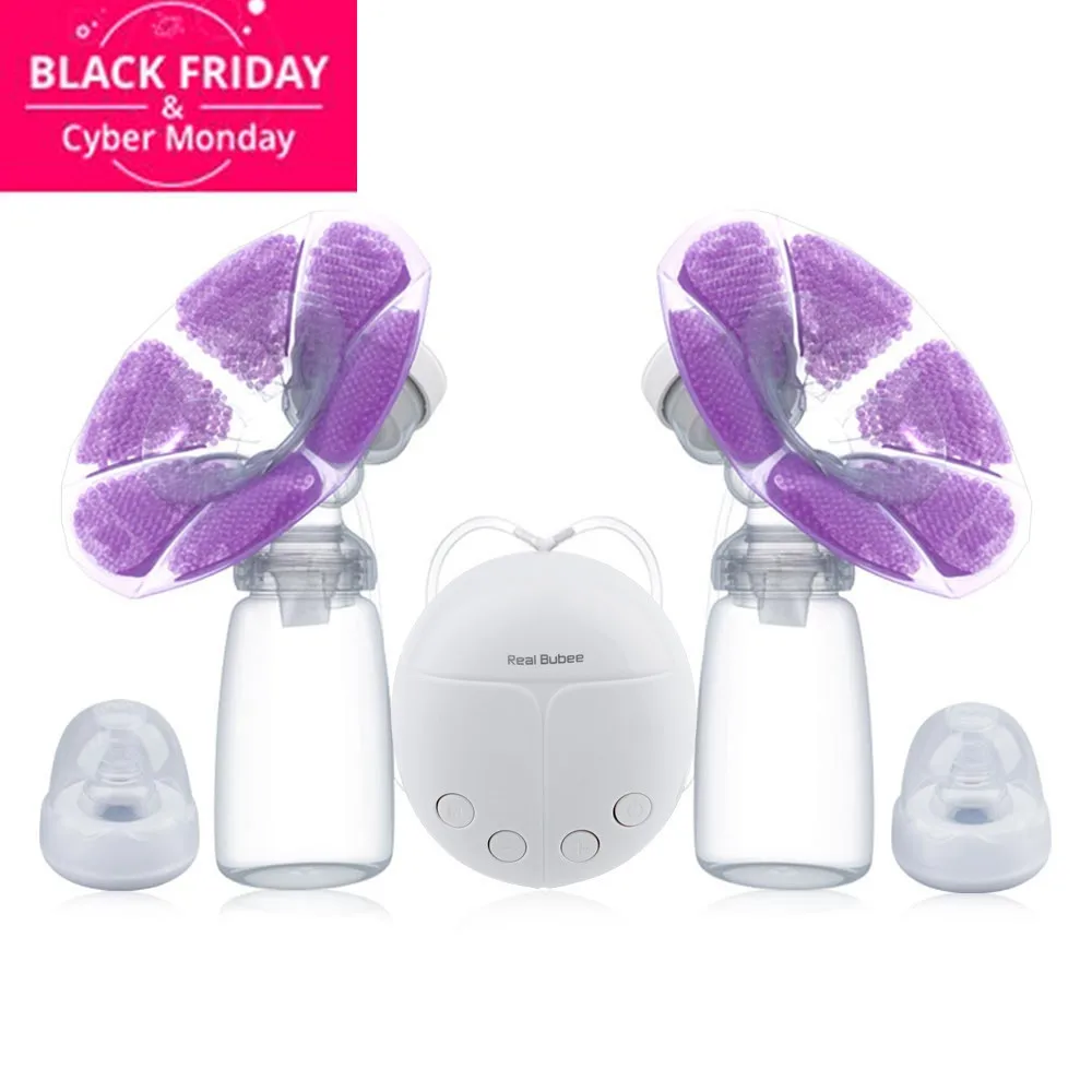 Real Bubee Single/Double Electric Breast Pump With Milk Bottle Infant USB BPA free Powerful Breast Pumps Baby Breast Feeding