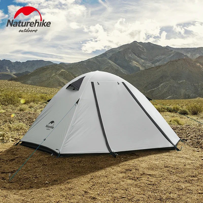 Naturehike 2-4 человек Открытый Кемпинг палатка двойной слой в алюминиевом стержне водонепроницаемый ветрозащитный