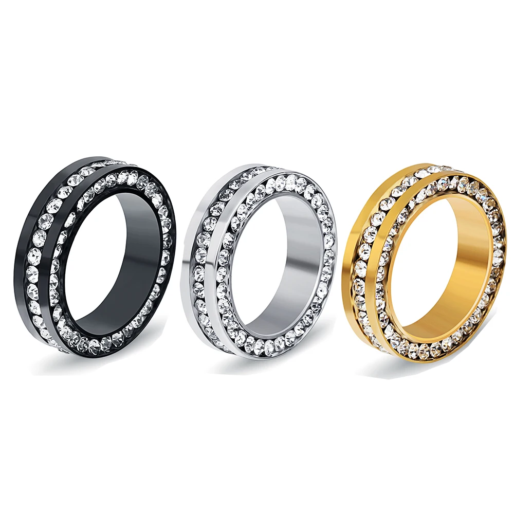 

Best Selling 316l Stainless Steel Engagement Ring Fashion Women Crystal Wedding Rings
