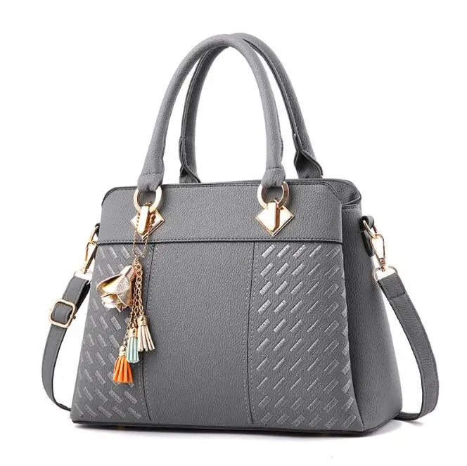 

Fashion Women Handbags Tassel PU Leather Totes Bag Top-handle Embroidery Crossbody Bag Shoulder Bag Lady Simple Style Hand Bags