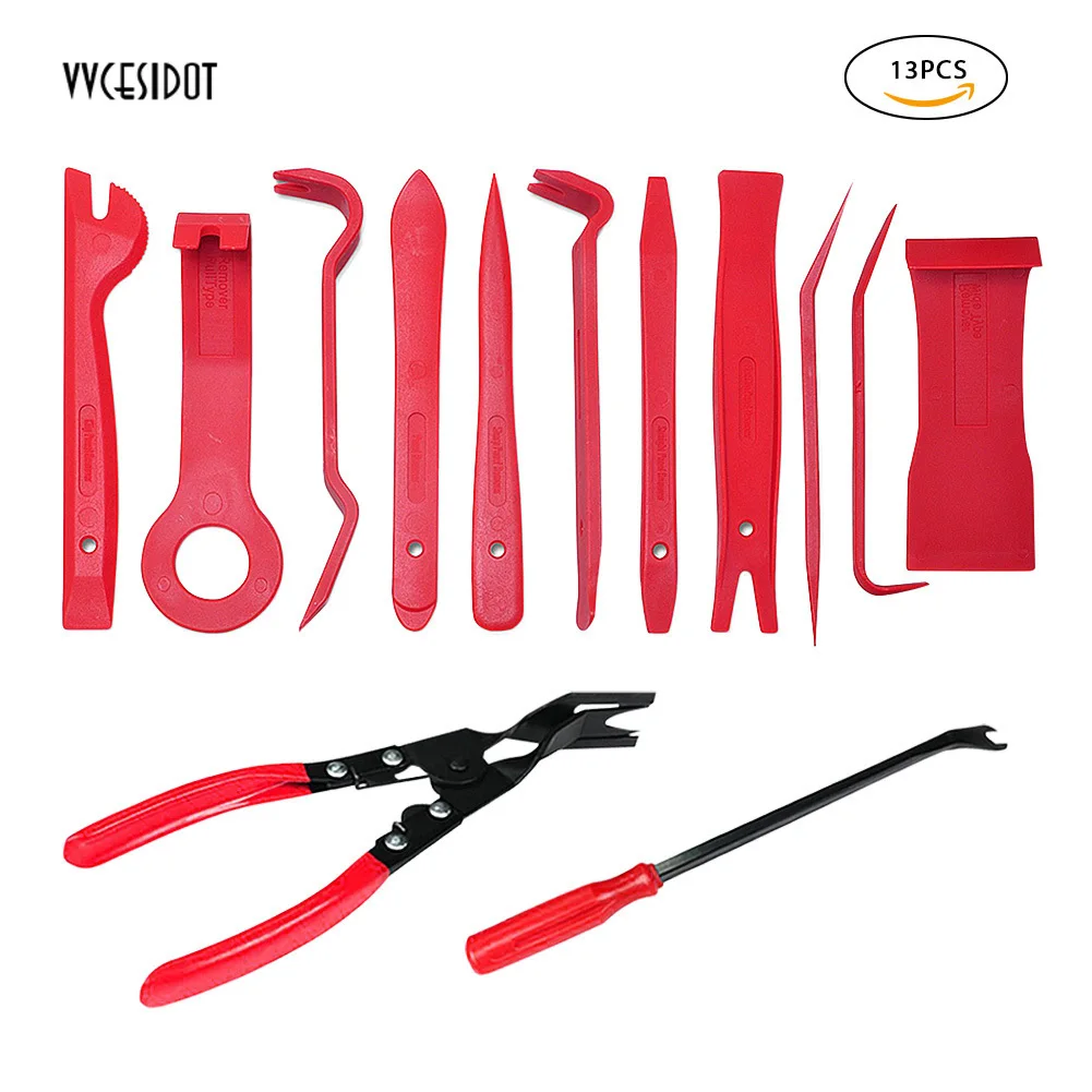 13 PCS Auto Upholstery Refit Tools Clip Pliers Fastener Remover Door