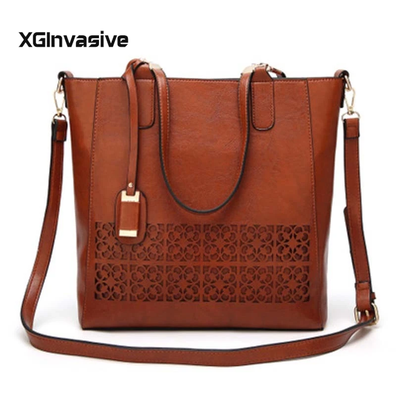 

High quality Women's Shoulder Bag Female PU Leather Handbag Women Bags Designer High Quality Hollow Out Large Capacity Tote Bag