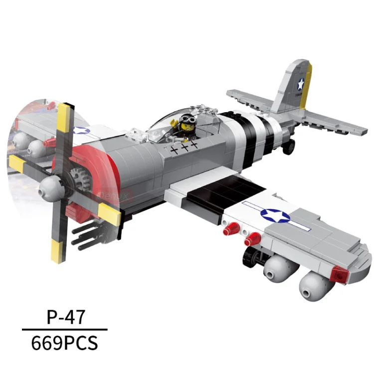 

Modern Military ww2 america air force P-47 Thunderbolt fighter block world war army batisbricks minifigs bricks toys collection