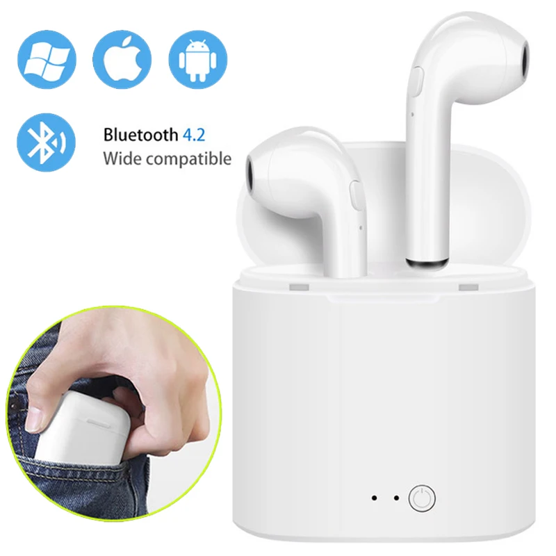 i7s TWS Mini Wireless Bluetooth Earphone Stereo Earbud Headset Headphone With Charging Box Mic