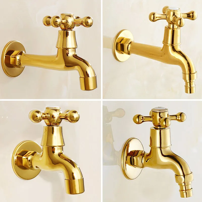 Golden Luxury Wall Mount Decorative Outdoor Garden Faucet Washing Machine Faucet Bathroom Mop Faucet Bibcock Tap KD062 Golden Luxury Wall Mount Decorative Outdoor Garden Faucet Washing Machine Faucet Bathroom Mop Faucet Bibcock Tap KD062