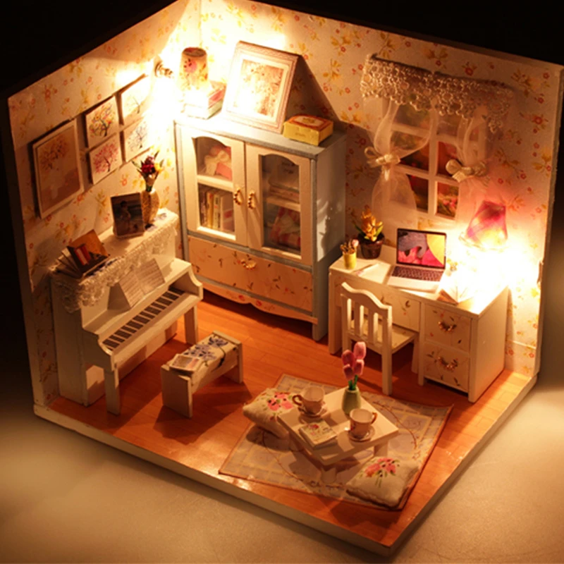 

3D Mini Puzzle DIY Handmade Furniture Miniature Dollhouse Building Model Home Decoration DIY Miniature Model Kit Wooden House