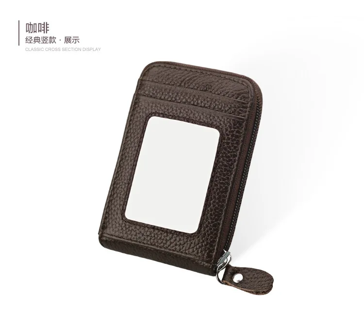Модный чехол из натуральной кожи для визиток унисекс RFID сумочки высокого качества женские держатели для кредитных карт женские портмоне сумка - Цвет: coffee