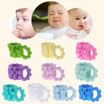 

5 Pcs/Set Silicone Beads Sunflower DIY Bead Jewelry Necklace Teether Teething Pendant Baby Care Newborn Safe Non Toxic Soft Holl