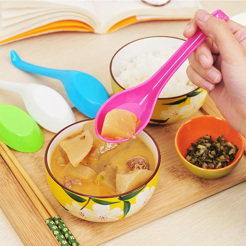 3Pcs Kitchen Tableware Plastic Spoon with a Long Handle Hook Spoons