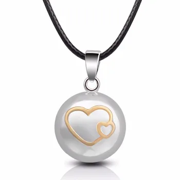 

Eudora bola de grossesse Ball Necklace Double Heart Pendant Musical Sounds Harmony Bola Pendant Necklace for Pregnant Gift