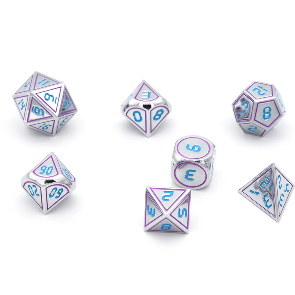 Koop DND Polyhedral Metal Game Dobbelstenen met Zwarte Drawsting Pouch voor Dungeons And Dragons DND RPG MTG Tafel Games D4 D6 d8 D10 D12 D20
