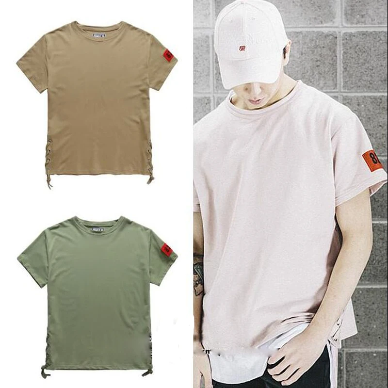 kpop hip hop big and tall khaki/pink plus size plain blank t shirt