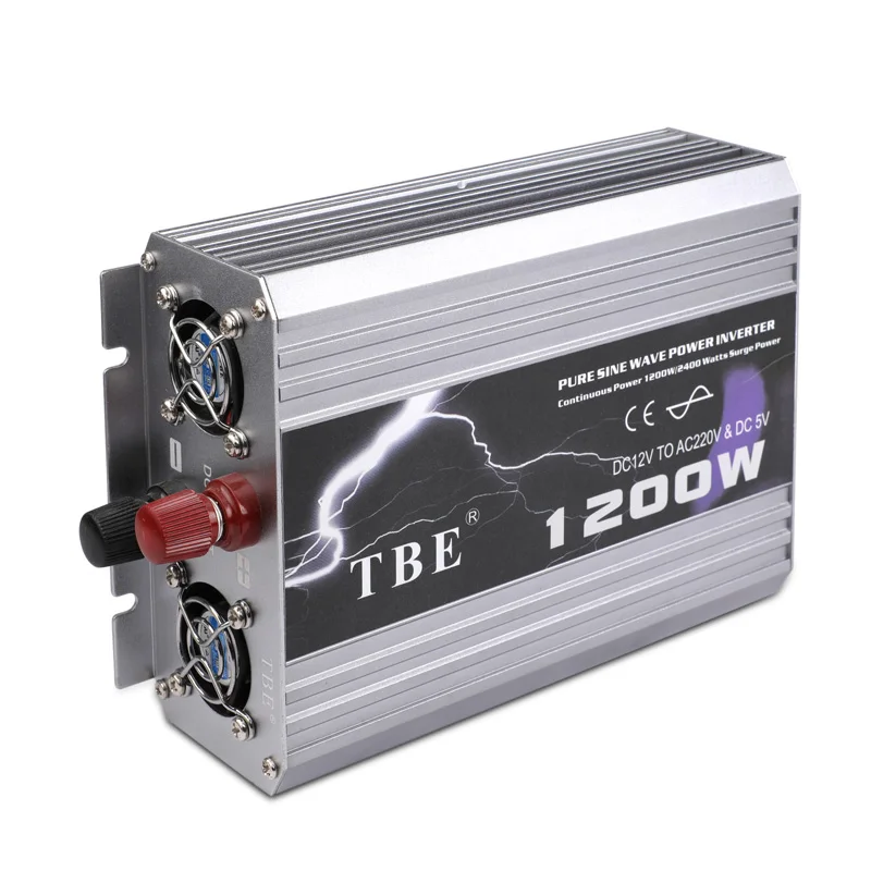  Inversor de potencia de onda sinusoidal pura de coche de 1200 W 12 V CC a 110 V/220 V CA con conver