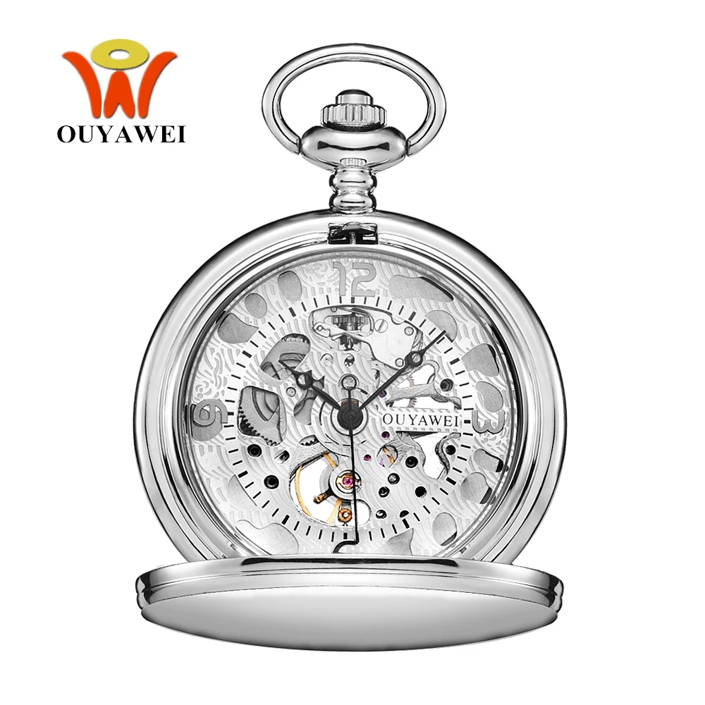 NEW Fashion OUYAWEI Mechanical Hand Wind Pocket Watch Men Retro Vintage Pendant Skeleton Design Full Steel Case Pocket Fob Watch NEW Fashion OUYAWEI Mechanical Hand Wind Pocket Watch Men Retro Vintage Pendant Skeleton Design Full Steel Case Pocket Fob Watch
