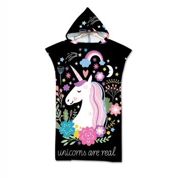 

Cilected Unicorn Adult Hooded Bath Towel Microfiber Peacock Flamingo Animal Print Beach Towel Cloak Sunscreen Wear Bath Towel