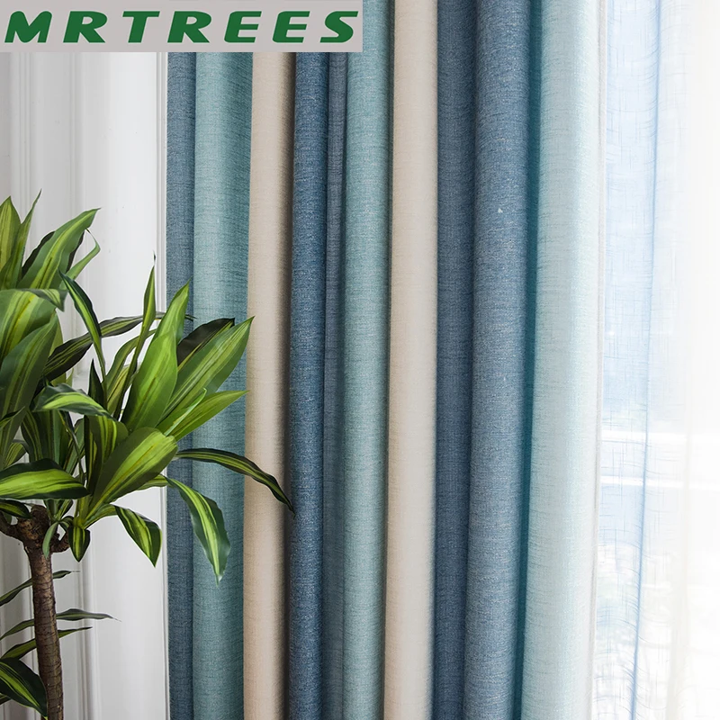 

Modern Nordic Colorful Striped Curtains For Living Room Bedroom Blackout Printed Curtain and Tulle Drape Curtains to the Nursery