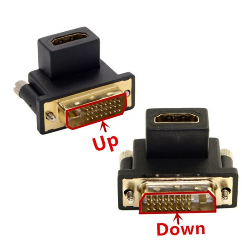 Поворот на 90 градусов вверх и вниз под углом DVI папа HDMI мама для компьютера HDTV