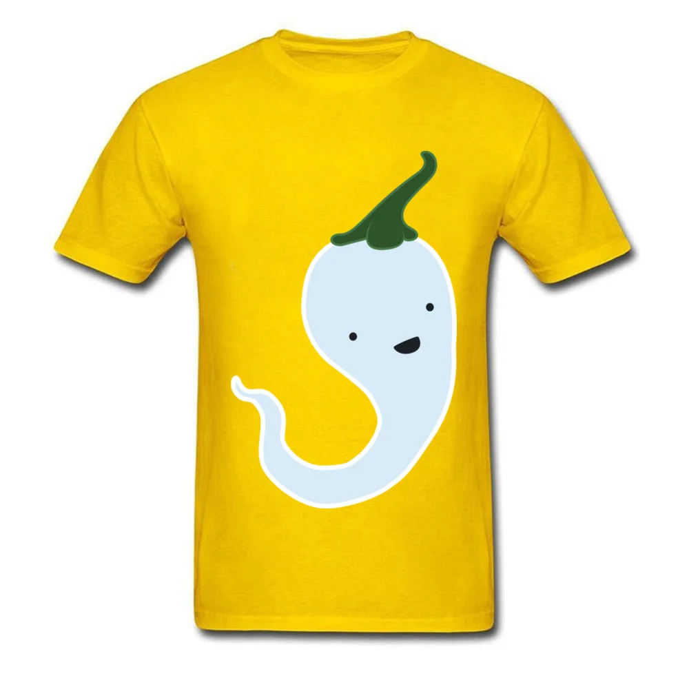 Ghost Chilli Design Short Sleeve Tops T Shirt Fall O-Neck 100% Cotton Mens Top T-shirts Design Tee-Shirt Funny Ghost Chilli yellow