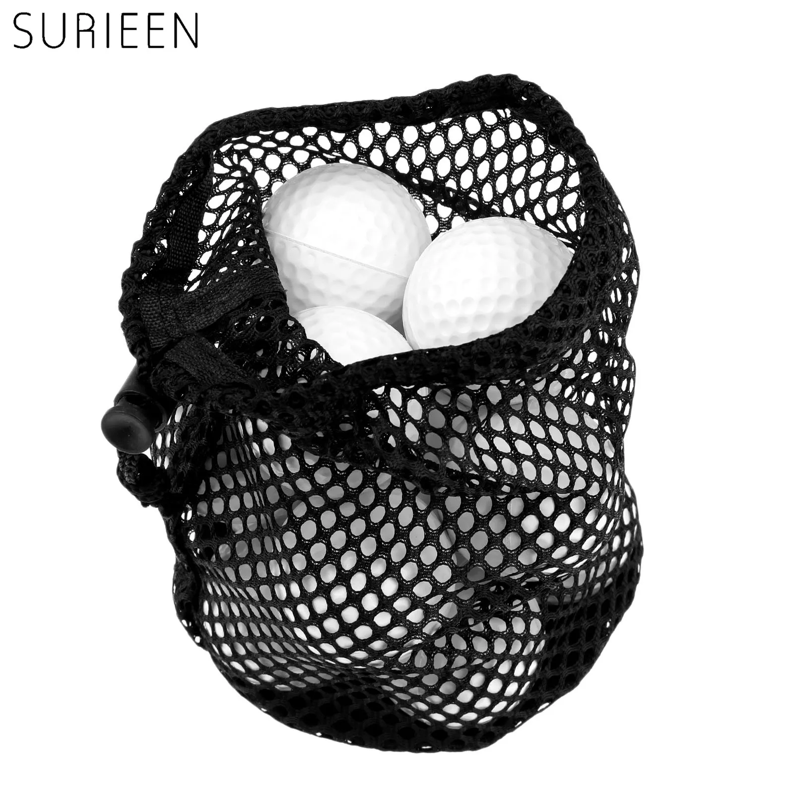 

Black 1Pc Golf Balls Mesh Bag Durable Nylon Mesh Net Bag Pouch Golf Tennis 12-16 Balls Holder Storage Closure Golf Training Aids