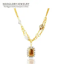 Neoglory Новинка 2017 года с элементами Swarovski Кристалл Rhinestone светло-желтого золота Цвет Ожерелья и подвески Jewelry 2017 cle