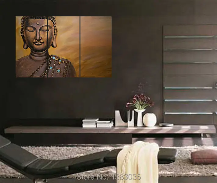 Hand Painted 3 Piece Buddha Wall Art Religion Canvas Oil Painting Hand Painted 3 Piece Buddha Wall Art Religion Canvas Oil Painting Modern Abstract Home Living Room Decor Picture Sets In Calligraphy From