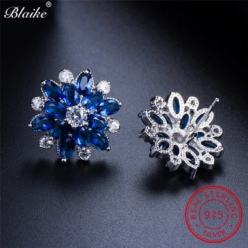 Женские серьги гвоздики со снежинкой Blaike из 100% настоящего серебра 925 пробы с