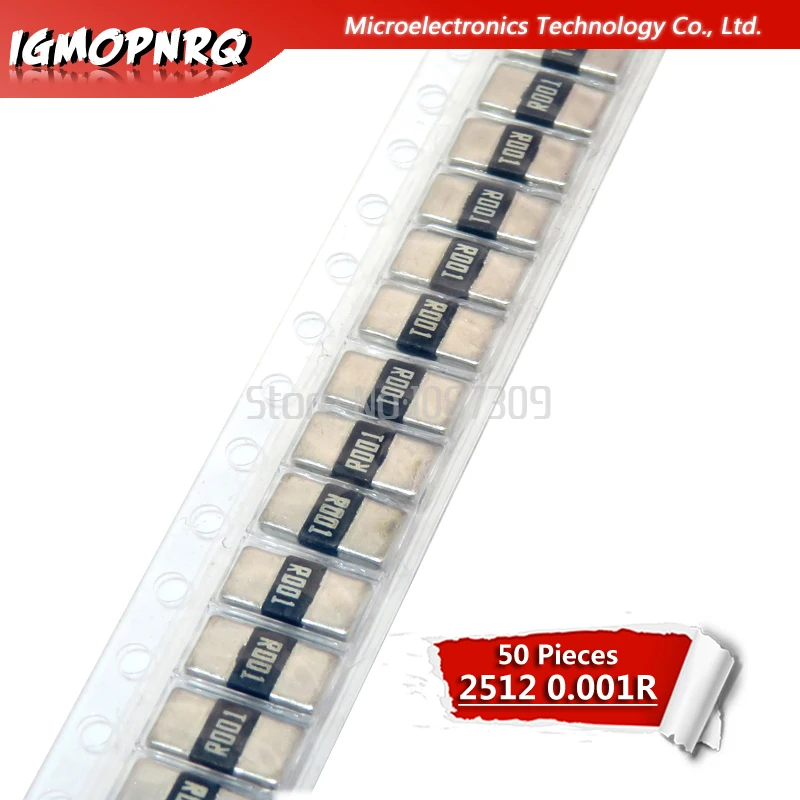 50 шт. резистор 2512 SMD 5% сплав 0 001r 001 Ом 1mR R001 2 Вт|Резисторы| |