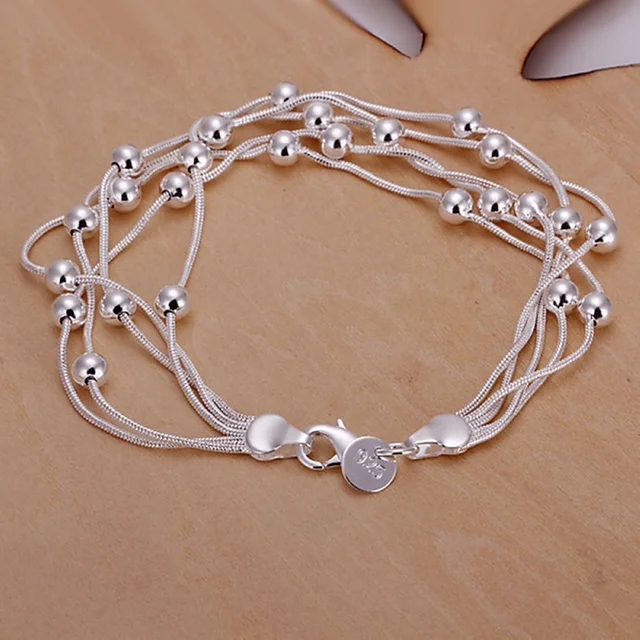 hot sell fashion popular product Silver color Jewelry chain beads Bracelets For cute lady women gifts free shipping H234