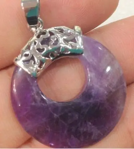 

New NATURAL AMETHYST NECKLACE PENDANT 18KGP