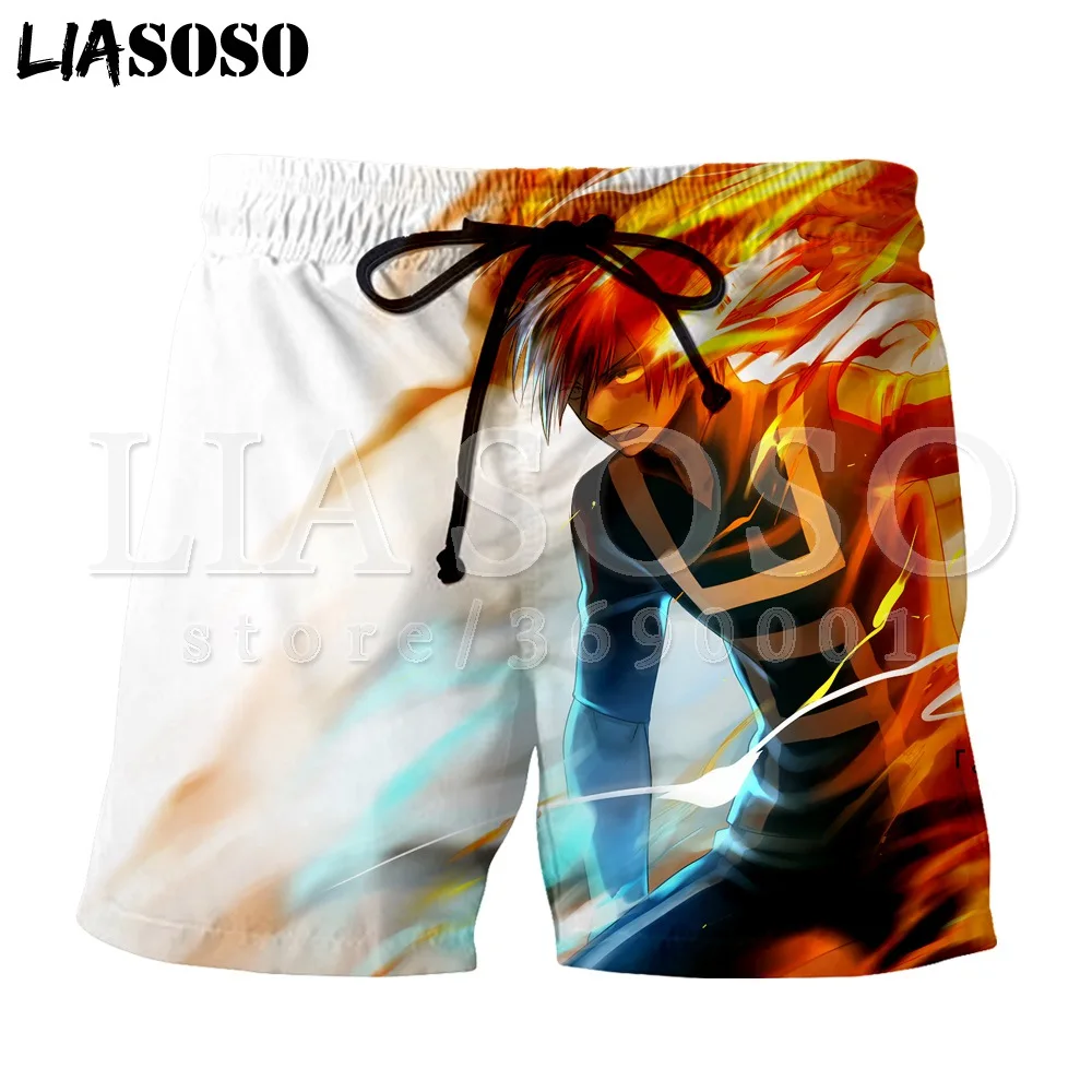 

LIASOSO 3d Print Unisex Anime Boku no Hero Academia Men's Shorts Beach Casual Shorts My Hero Academia Boardshorts Trousers X0723