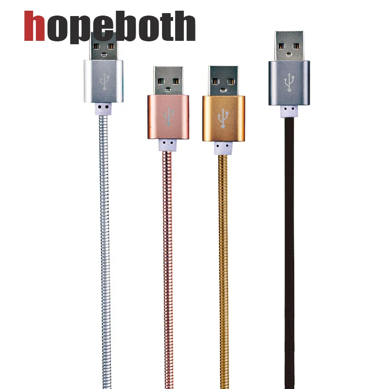 Gold Micro USB Cable Zinc Alloy All Metal Cord Data Sync Wire Phone