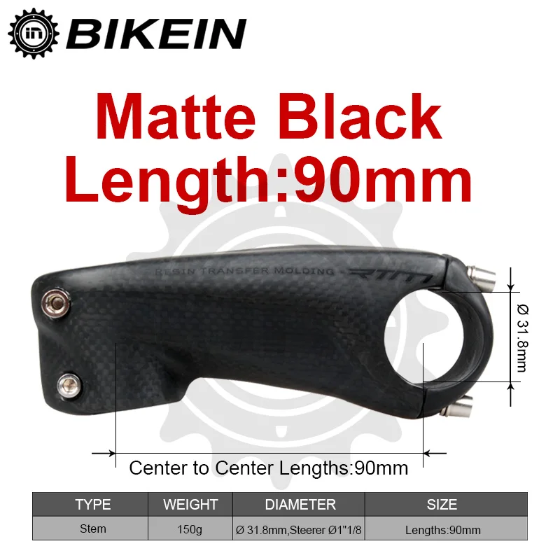 BIKEIN полный 3k из углеродного волокна, велосипедный вынос руля матовый черный 6 градусов 80/90/100/110 мм 150 г для дорожного/горный велосипед Велоспорт MTB Запчасти - Цвет: 90mm