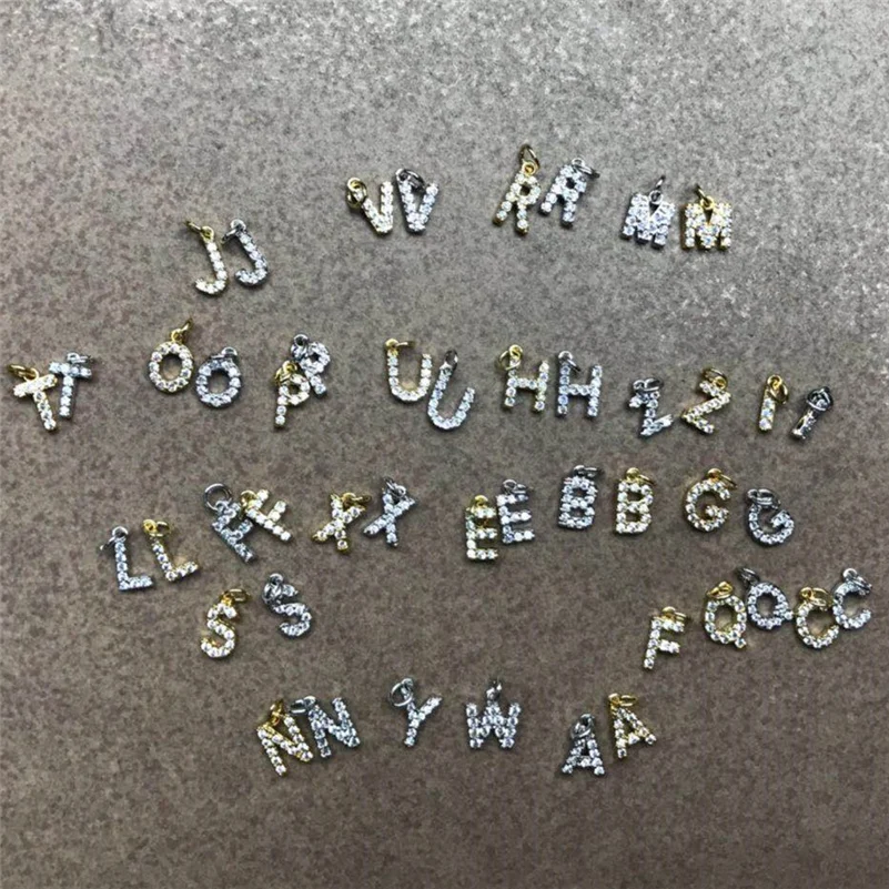 

tiny white cubic zircon cz initial alphabet 26 letters name charm 1 buckle pendant for personalized birthday wedding jewelry