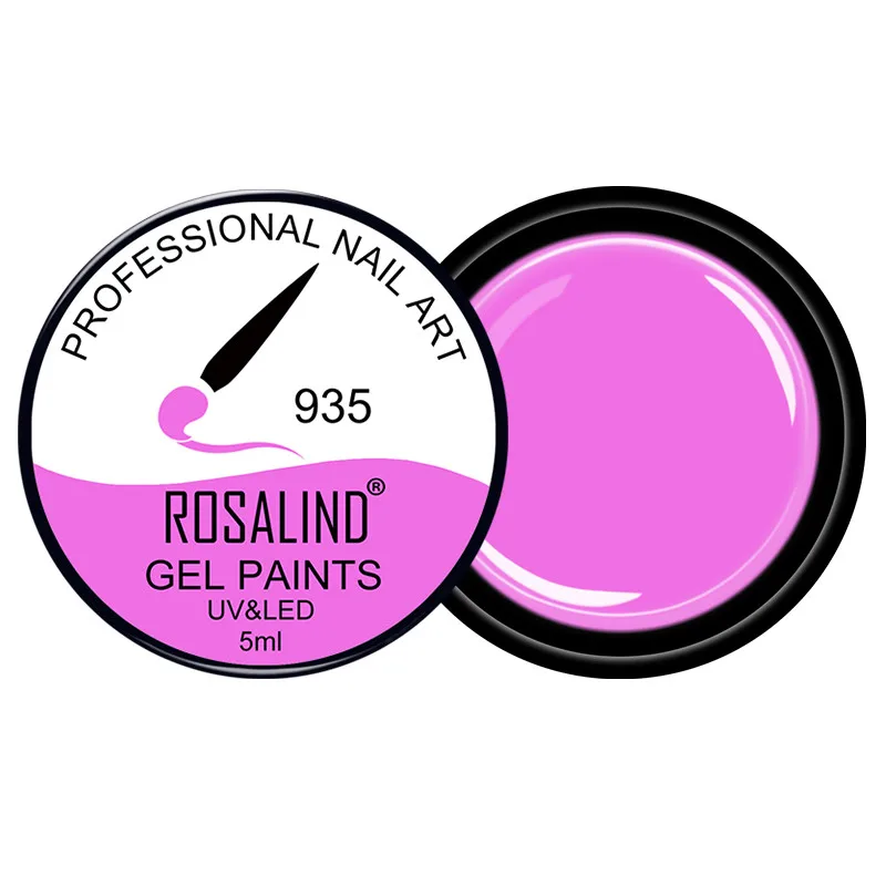 ROSALIND 5ML Painting Gel Varnish 142 Colors Gel Nail Polish Set For Manicure DIY Top Base Coat Hybird Design Of Nail Art Primer - Цвет: RF935