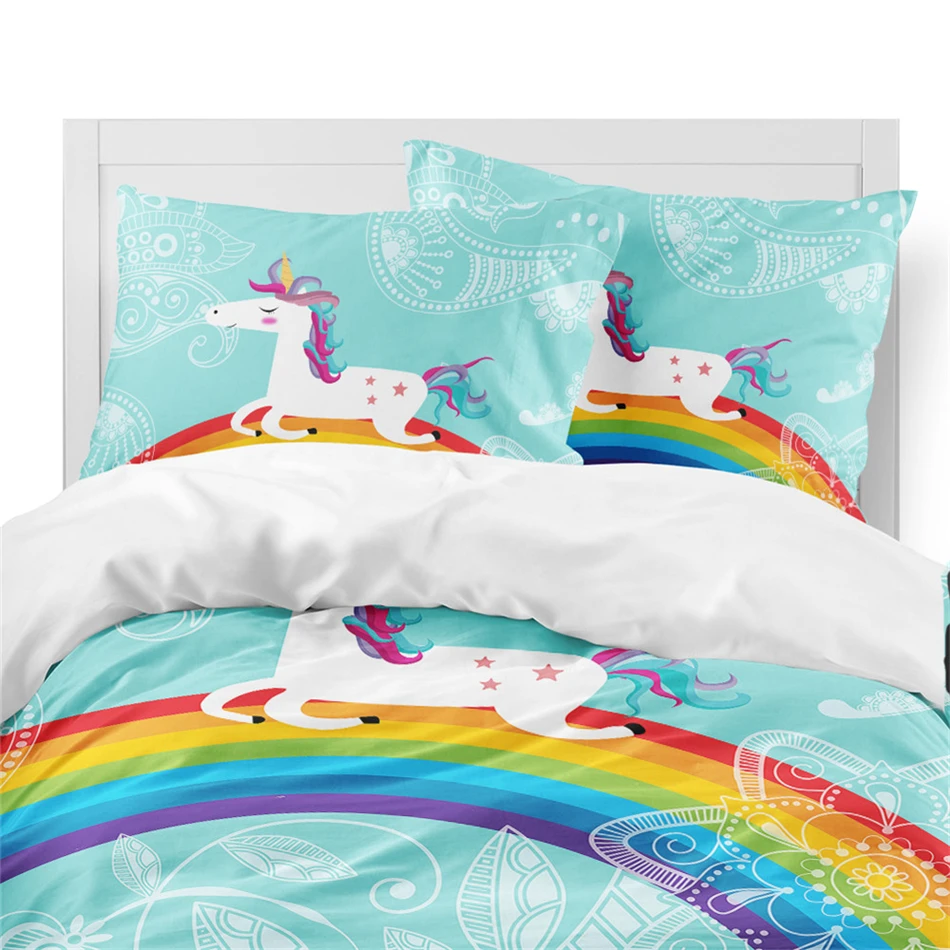 Colorful Rainbow Unicorn Bedding Set 18 Colorful Rainbow Unicorn Bedding Set -Unicorn Fashion HTB1KtRRXvvsK1RjSspdq6AZepXab