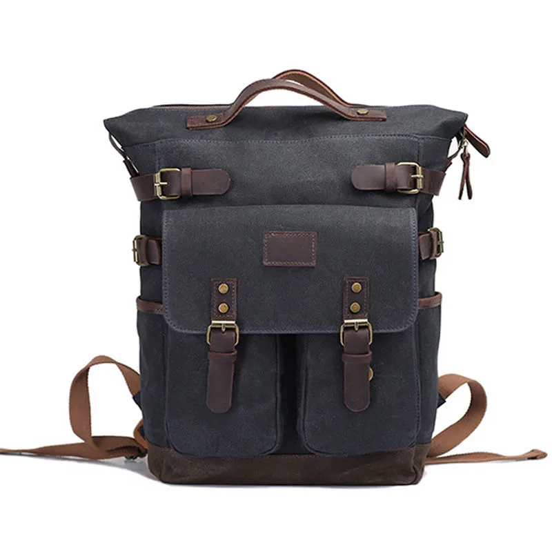 

Canvas School Bags Mochila Hombre Vintage Military Backpack Men High Quality Rucksack Casual Travel BagPack