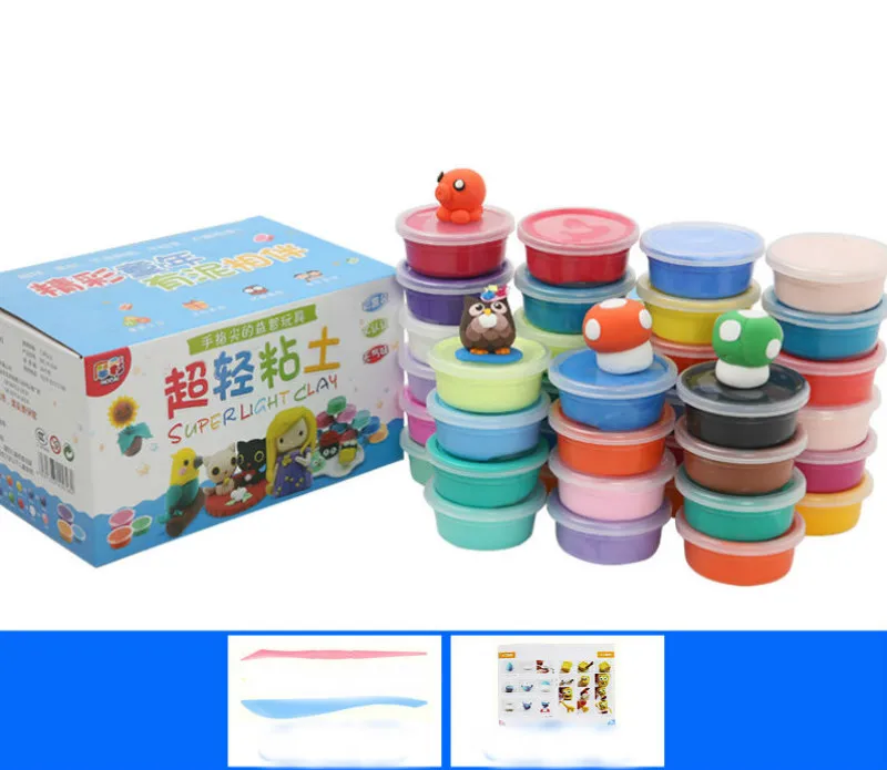 24 цвета Air Dry цветной масса для лепки из глины Playdough отпечаток руки ребенка отпечаток детская пена глины дети умный пластилин