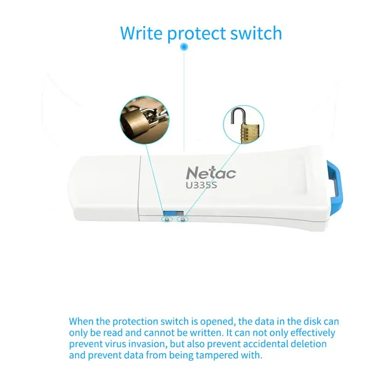 Продажа Netac USB флэш диск 16GB 32G 64GB 128GB USB3.0 физическая защита от записи Switcher аппаратная блокировка Флешка диск на ключ флешка