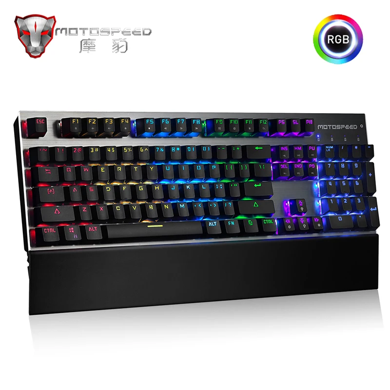 Motospeed CK108 Gaming Mechanical Keyboard RGB Backlit LED Anti-Ghosting Blue/Black Switch Wired Ke