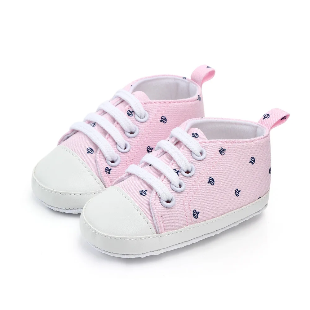 AiKway Baby Shoes First Walkers Boy Girl Canvas Newborn Baby Casual Shoes Soft Bottom Crown Infant Toddler Shoes