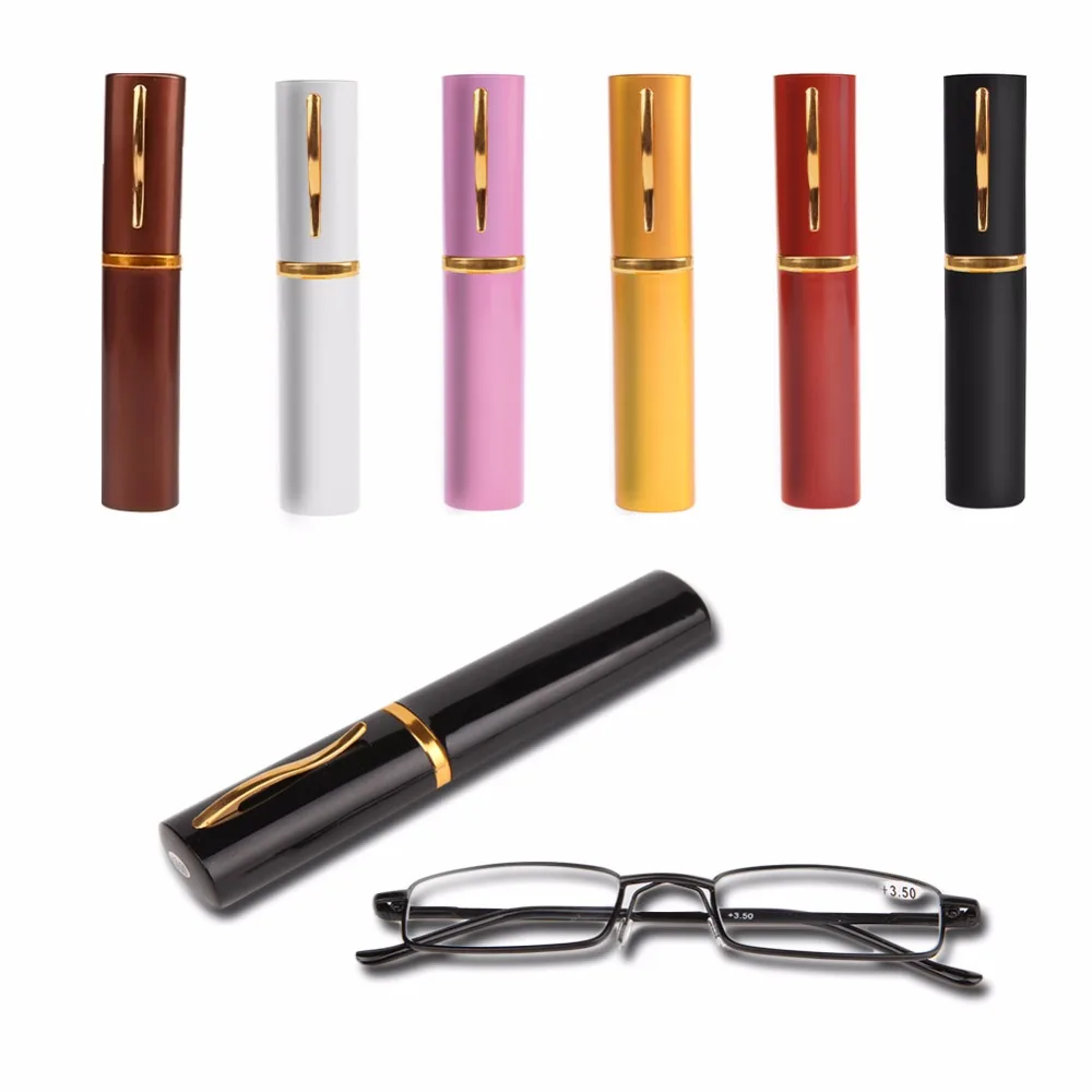 2020 New Men Women Metal Reading Glasses With Tube Case Fashion Colors Read Glasses 1.00-4.00 Diopter