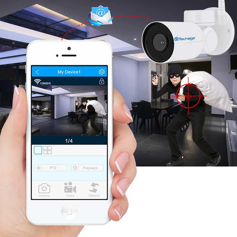 Techage 4CH 1080 P Wi Fi Беспроводной NVR PTZ CCTV камера безопасности системы 2MP ночное видение