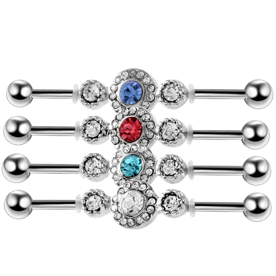 Buy 1PC Crystal Industrial Barbells Ear Piercings