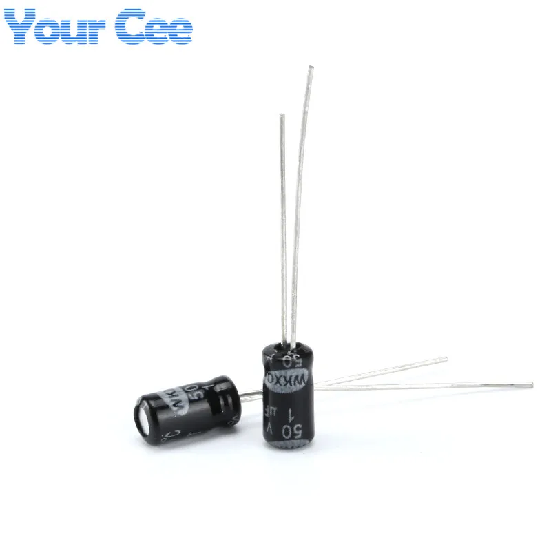 

50 pcs Electrolytic Capacitors Fixed Capacitor 1uf 50v 4X7MM Through Hole Aluminum Electrolytic Capacitor